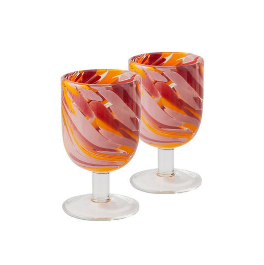 Kip & Co Desert Flower Swirl Wine Glass 2P Set