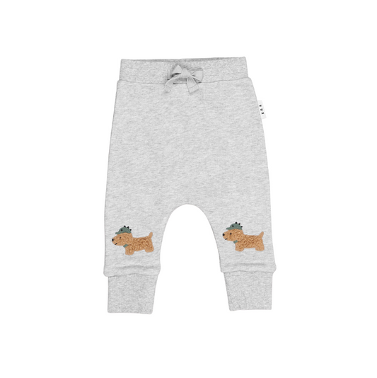 Huxbaby Drop Crotch Pants Furry Dino Dog