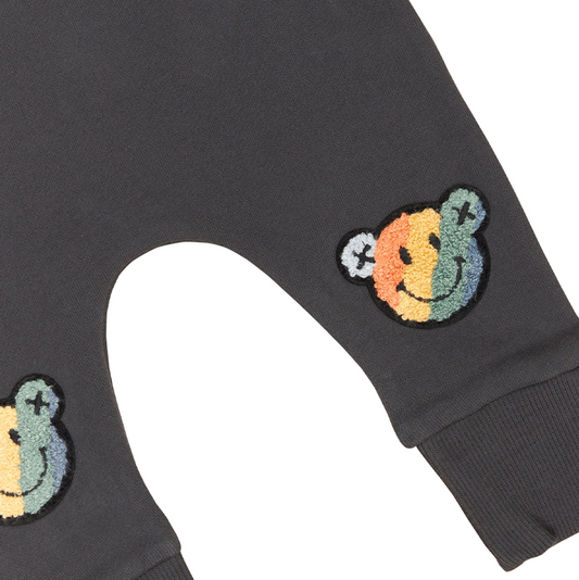 Huxbaby Drop Crotch Pants Smiley Rainbow Bear