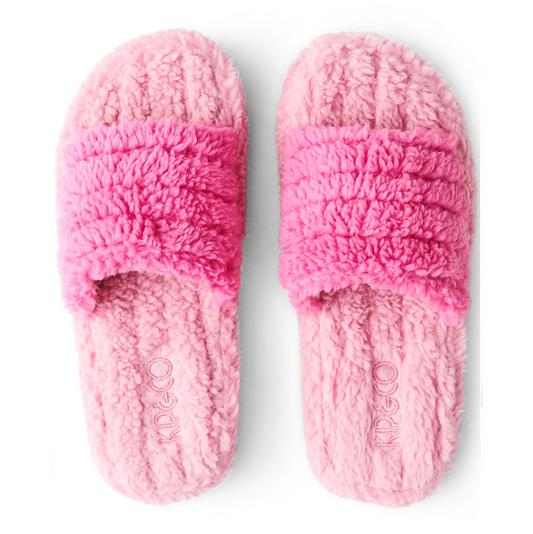 Kip & Co Poochie Pink Quilted Sherpa Adult Slippers