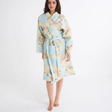 Kip & Co Big Beauty Floral Blue Linen Robe