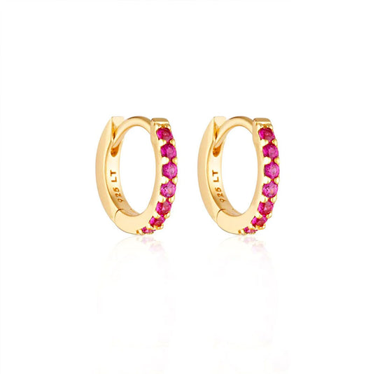 Linda Tahija Alpha Huggie Earrings - Gold/Ruby