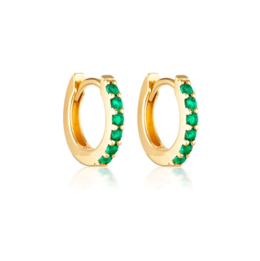 Linda Tahija Alpha Huggie Earrings - Gold/Green Onyx