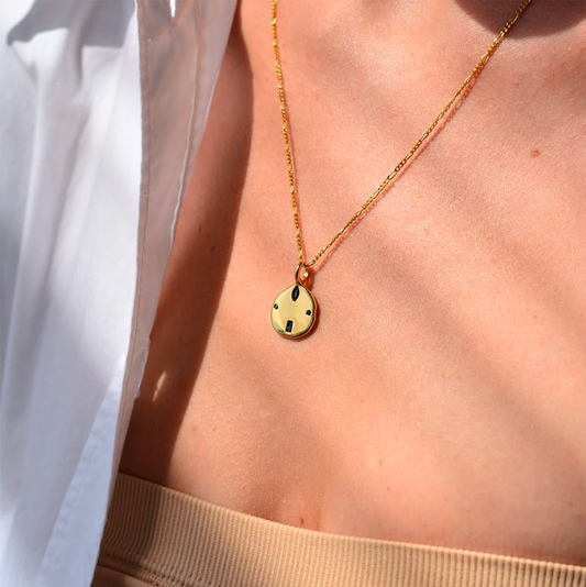 Linda Tahija Relic Gem Gold Necklace - Created Sapphire