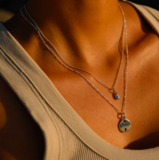 Linda Tahija Relic Gem Silver Necklace - Created Sapphire