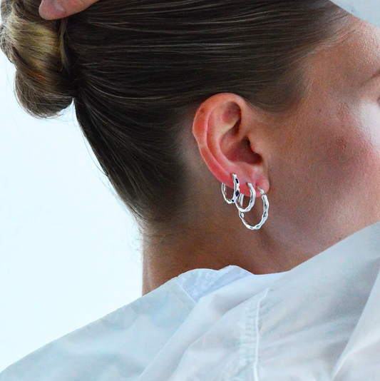 Linda Tahija Relic Hoop Earrings Silver