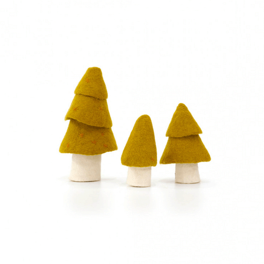 Muskhane Felt Christmas Tree Set Of 3 Pistachio
