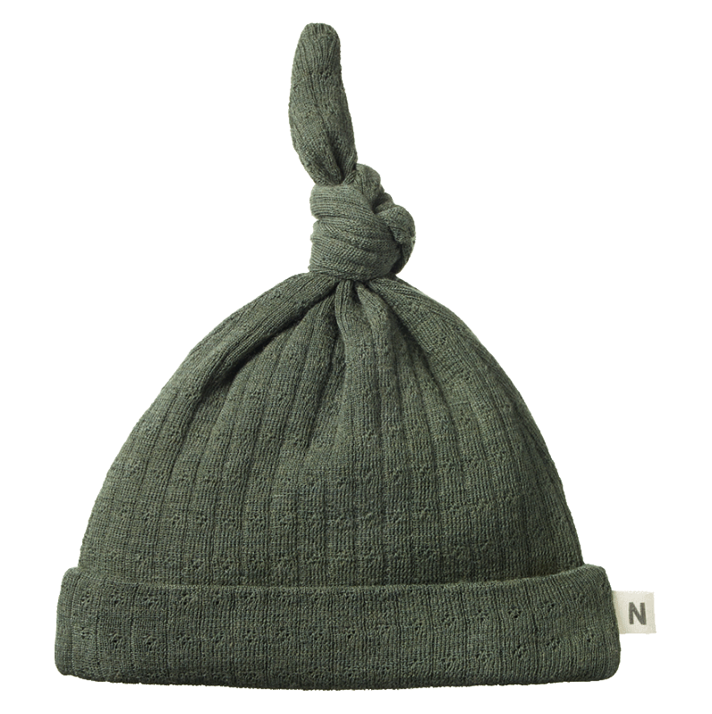 Nature Baby Merino Pointelle Knotted Beanie - Thyme