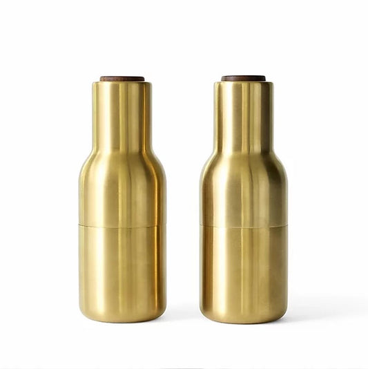 Audo Bottle Grinder - Bronzed Brass w. Walnut Lid, 2 Pack