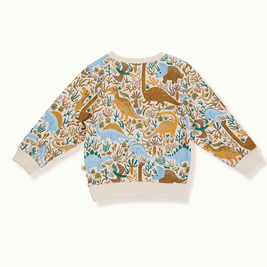 Goldie & Ace Dino Roar Terry Relaxed Sweater Blue
