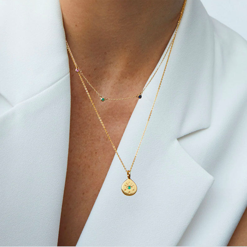 Linda Tahija Protection Necklace - Gold/Emerald