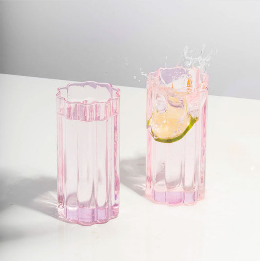 Fazeek Wave Glass Highball 2 Set Pink