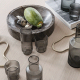 Ferm Living Ripple Long Drink Glass - Set of 4 - Smoked Grey - Mouth-blown glass