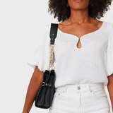 Saben Feature Shoulder Strap Chain Gold Chunky + Black Leather