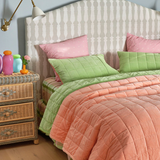 Kip & Co Peach Nile Velvet Quilted Bedspread