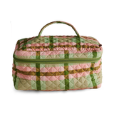 Kip & Co Pistachio Tartan Quilted Cotton Toiletry Case