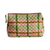 Kip & Co Pistachio Tartan Quilted Cotton Toiletry Purse