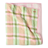 Kip & Co Pistachio Tartan Reversible Linen Quilted Bedspread