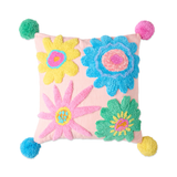 Kip & Co Rainbow Flowers Tufted Pom Pom Cushion