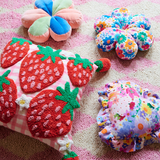 Kip & Co Strawberry Jam Tufted Pom Pom Cushion