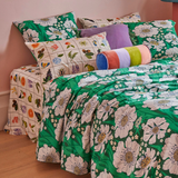 Kip & Co Tumbling Flowers Green Organic Cotton Quilt Cover