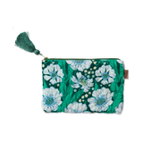 Kip & Co Tumbling Flowers Green Velvet Cosmetics Purse