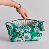 Kip & Co Tumbling Flowers Green Velvet Toiletry Bag