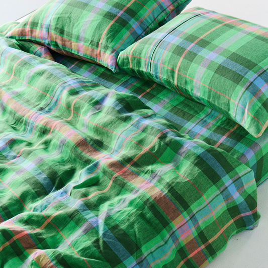 Kip & Co Jewel Of The Nile Tartan Linen Pillowcases 2P Std Set