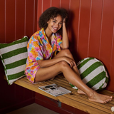 Kip & Co Moss Stripe Square Boucle Cushion