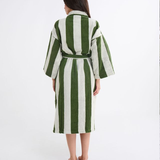 Kip & Co Moss Stripe Terry Bath Robe