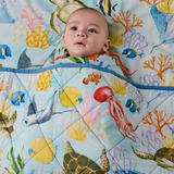 Kip & Co Reef Life Cotton Quilted Cot Bedspread Cot