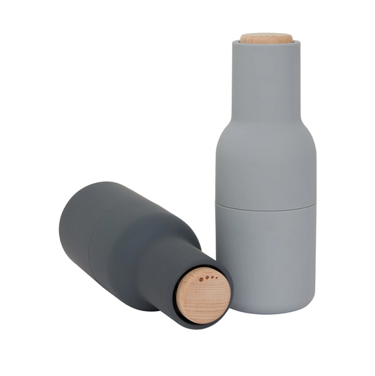 Audo Bottle Grinder - Cool Grey w. Beech Lid, 2 Pack