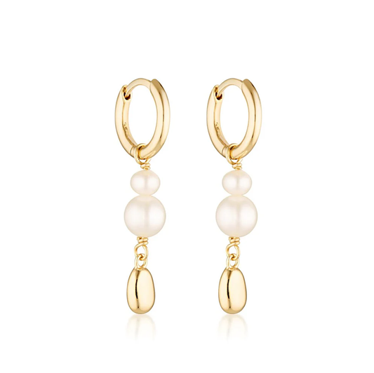 Linda Tahija Brook Pearl Huggie Earrings Gold