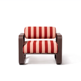 Business & Pleasure Contini Accent Chair - Terry Terracotta Stripe - Merlot Frame
