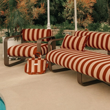 Business & Pleasure Contini Sofa - Terry Terracotta Stripe - Merlot Frame