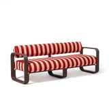 Business & Pleasure Contini Sofa - Terry Terracotta Stripe - Merlot Frame