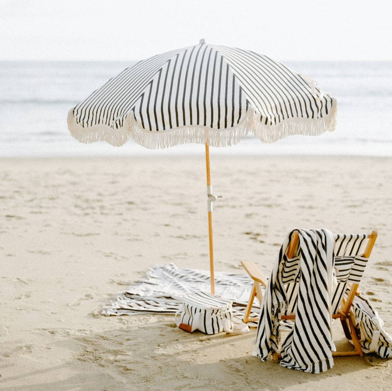 The Premium Beach Umbrella -Monaco Black Stripe