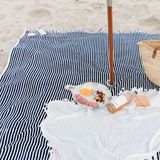 Business & Pleasure Beach Blanket - Laurens Navy Stripe