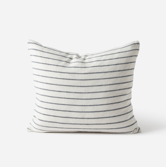 Citta Handwoven Stripe Linen Cushion Cover Chalk/Carbon