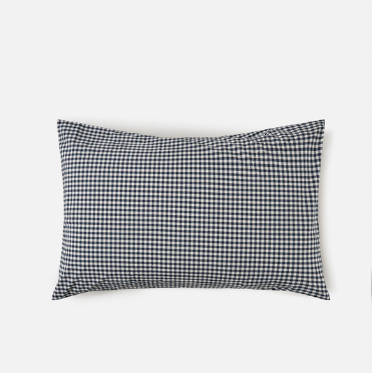 Citta Gingham Organic Gingham Navy Pillowcase Set