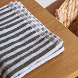 Citta Wide Stripe Cotton Towel Range Olive/White