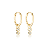 Linda Tahija Duo Huggie Hoop Earrings - White Topaz Gold