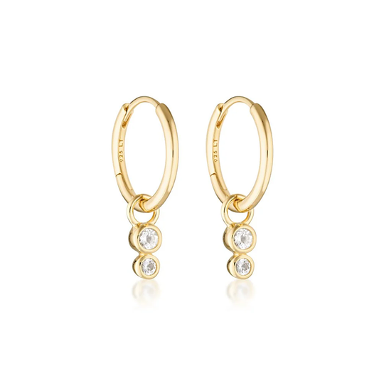 Linda Tahija Duo Huggie Hoop Earrings - White Topaz Gold