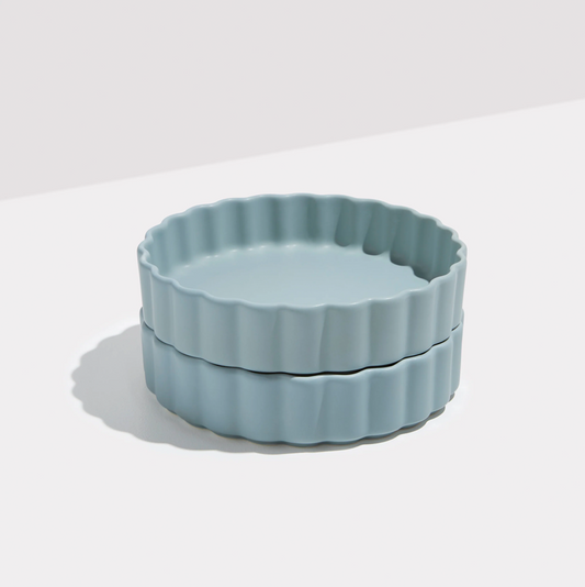 Fazeek Ceramic Wave Bowl - Set of 2 Blue Grey