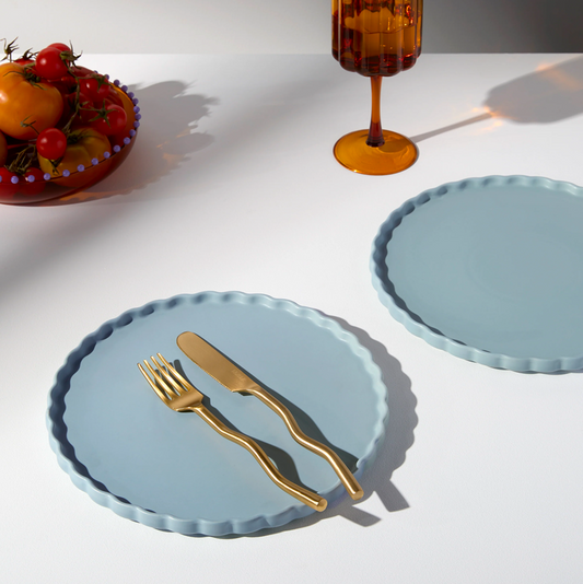 Fazeek Ceramic Dinner Plate - Set of 2 Blue Grey