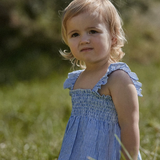Nature Baby Gala Dress Linen Blue Stripe
