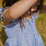 Nature Baby Gala Dress Linen Blue Stripe