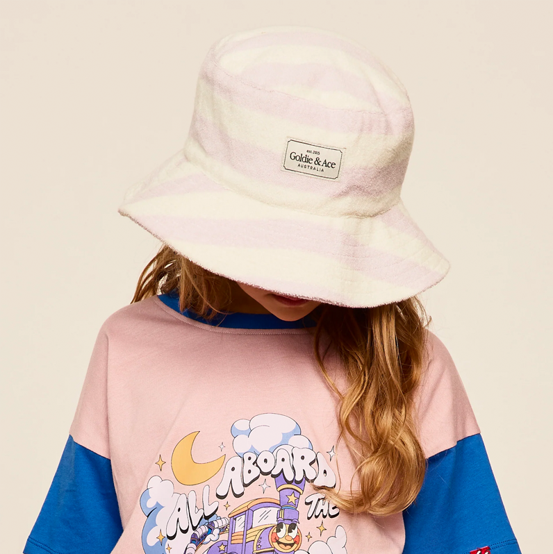 Goldie & Ace Smiley Terry Towelling Bucket Hat Lavender