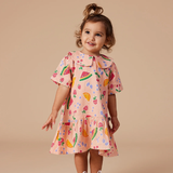 Goldie & Ace Mila Drop Waist Linen Dress Fruit Salad