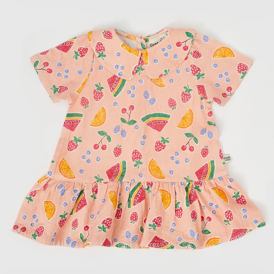 Goldie & Ace Mila Drop Waist Linen Dress Fruit Salad